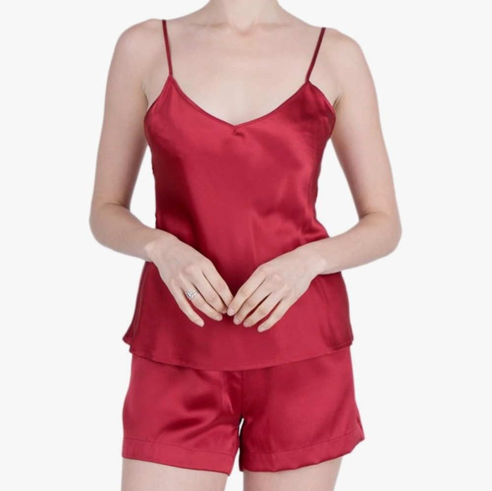 Oscar Rossa Red Silk Sleepwear Set